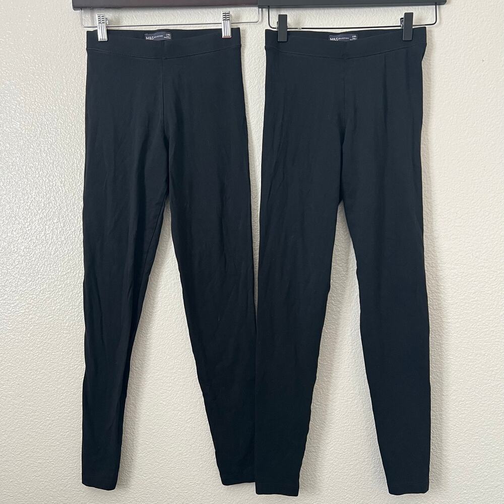 2x Mark & Spencer M&S Collection black cotton blend leggings